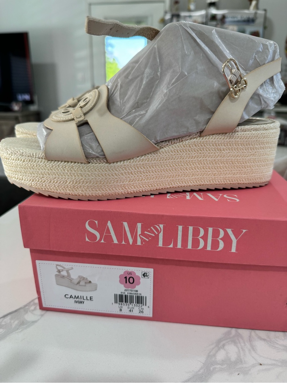 Sam & Libby Ivory Platform Espadrille Sandal